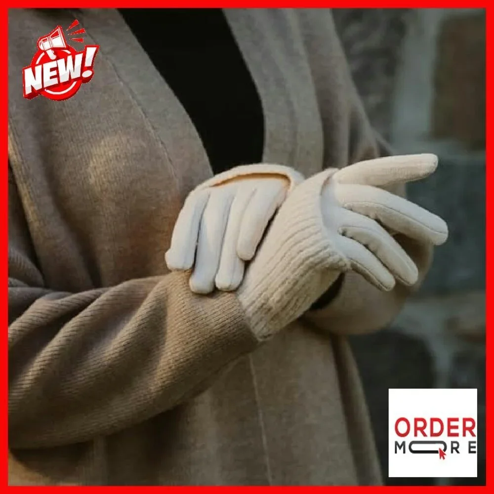 2-in-1 Faux Suede Gloves with Removable Knit Wrist Warmers